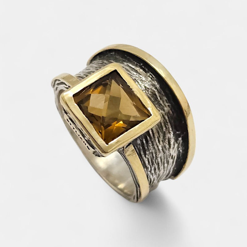 Sortija de plata y quarzo whisky