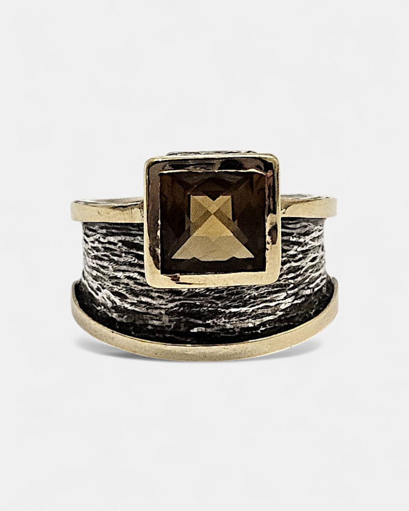 Sortija de plata y quarzo whisky