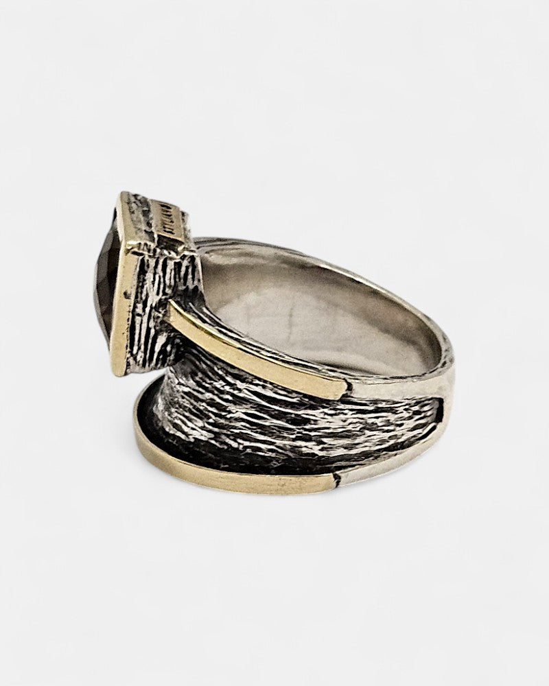 Sortija de plata y quarzo whisky