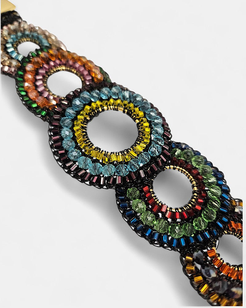 Brazalete aros Rainbow de crochet