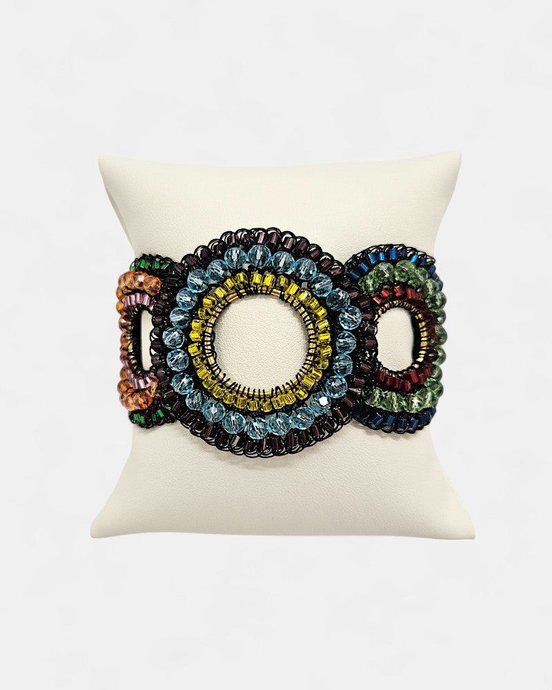 Brazalete aros Rainbow de crochet