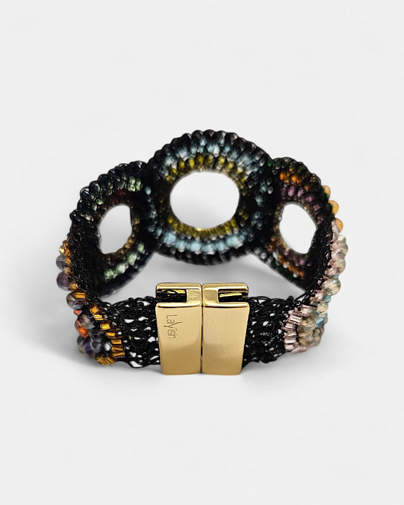 Brazalete aros Rainbow de crochet