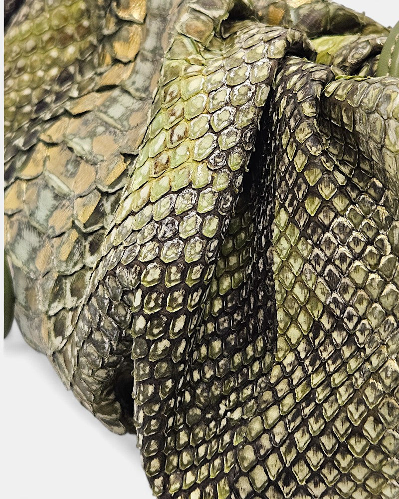 Pochette piel de serpiente verde