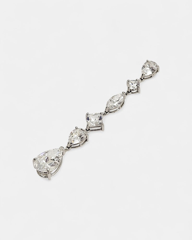 Pendiente plata cascada y zirconita blanca