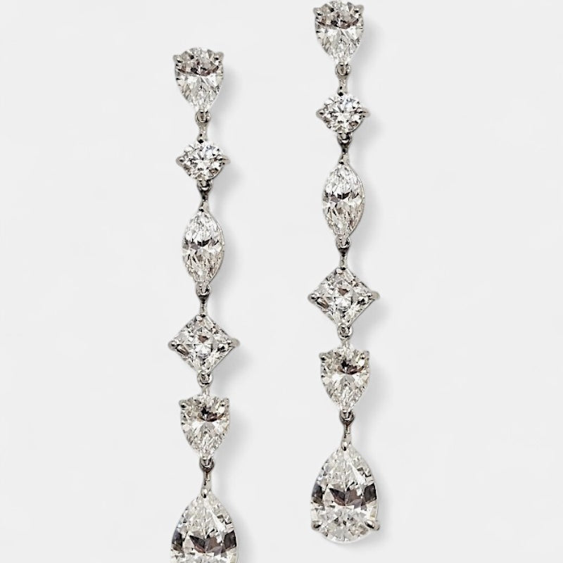 Pendiente plata cascada y zirconita blanca