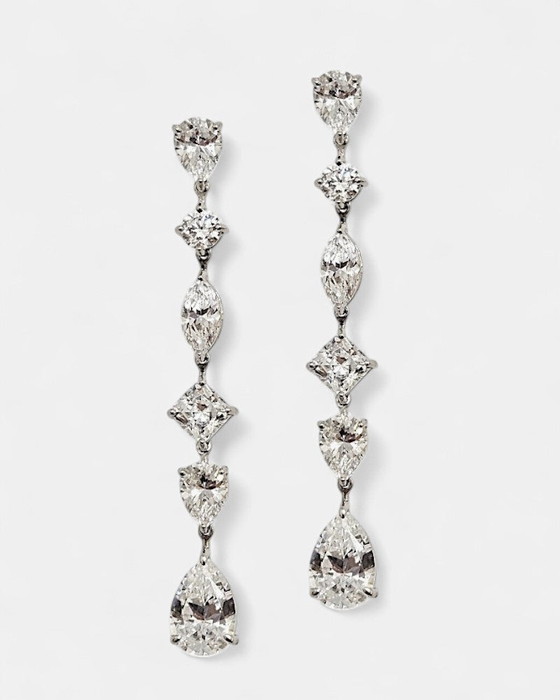 Pendiente plata cascada y zirconita blanca