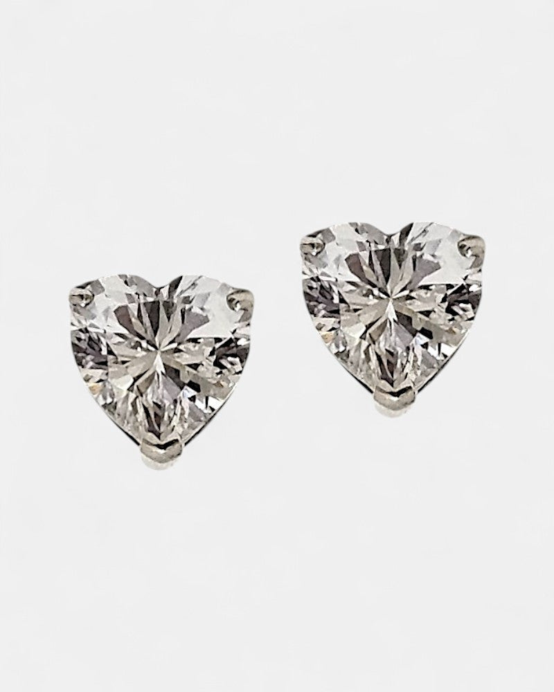 Pendientes talla corazón plata y zirconita
