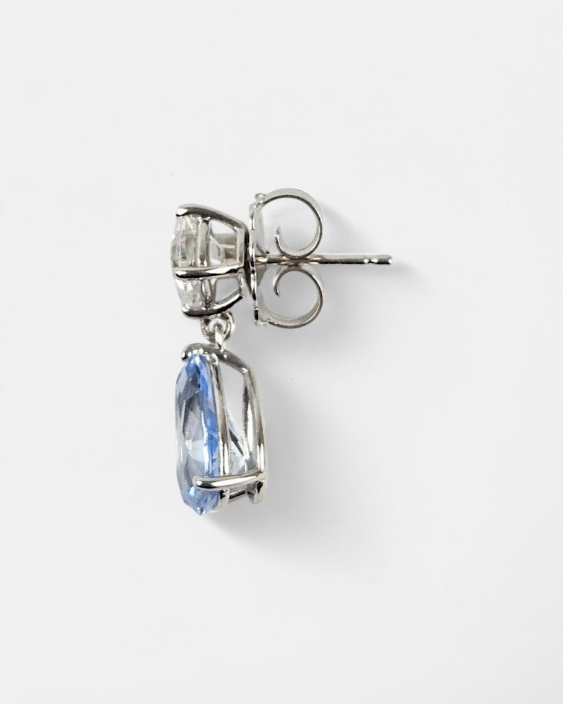 Pendientes plata y circonita aguamarina