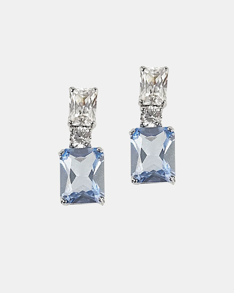 Pendientes plata y circonita aguamarina