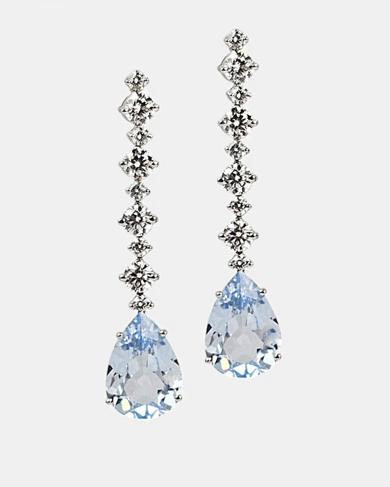 Pendientes plata y circonita aguamarina