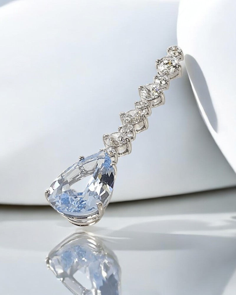 Pendientes plata y circonita aguamarina