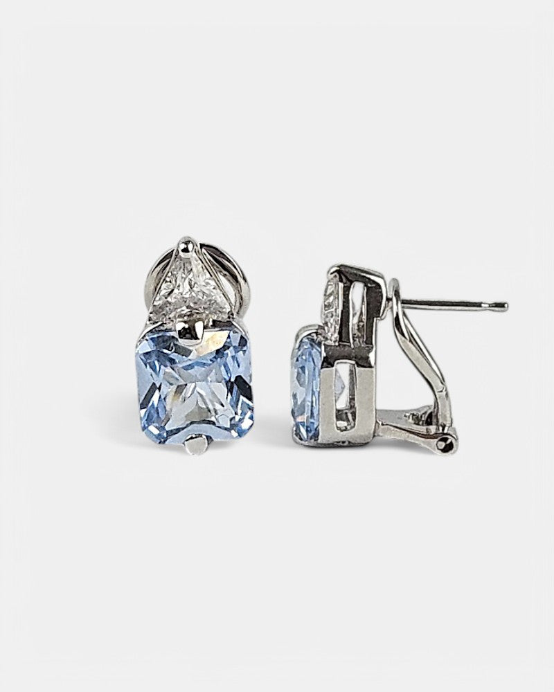 Pendientes plata y circonita aguamarina