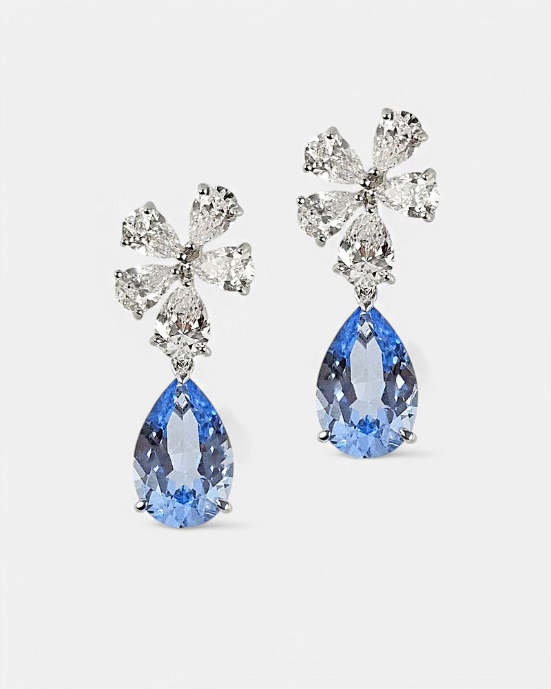 Pendientes plata y circonita aguamarina