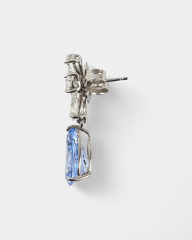 Pendientes plata y circonita aguamarina