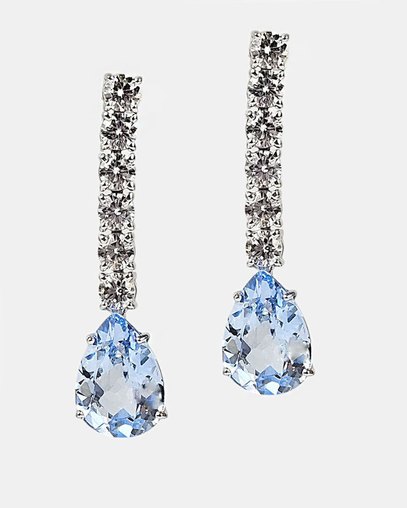 Pendientes plata y circonita aguamarina