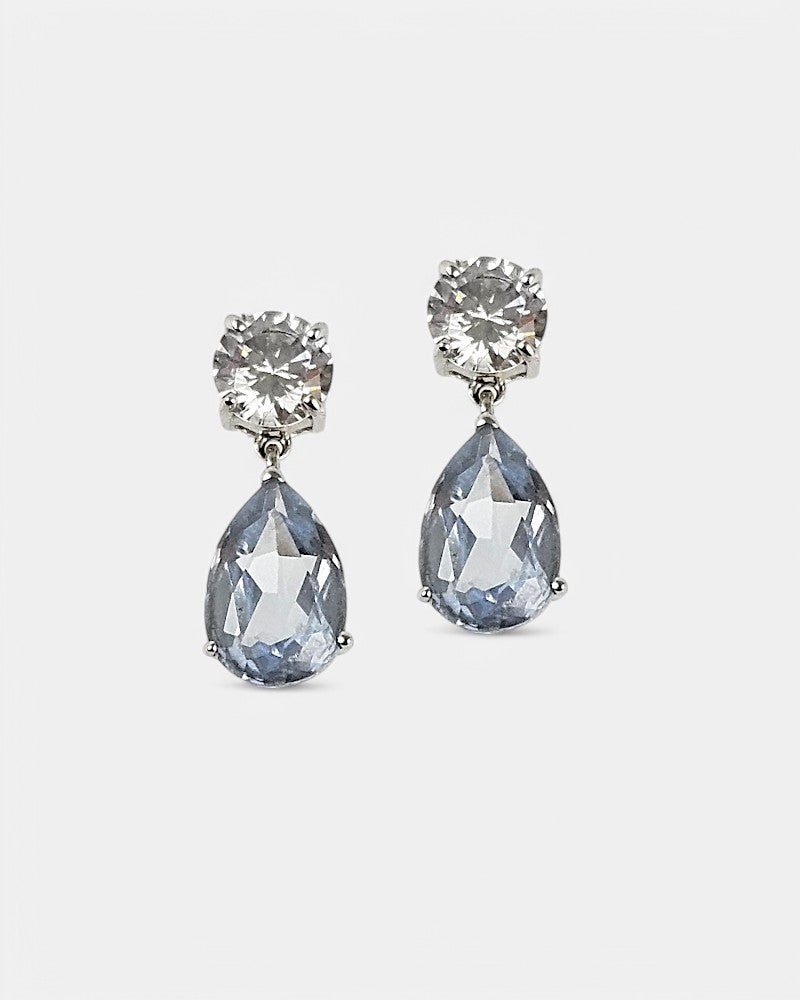 Pendientes plata y circonita aguamarina