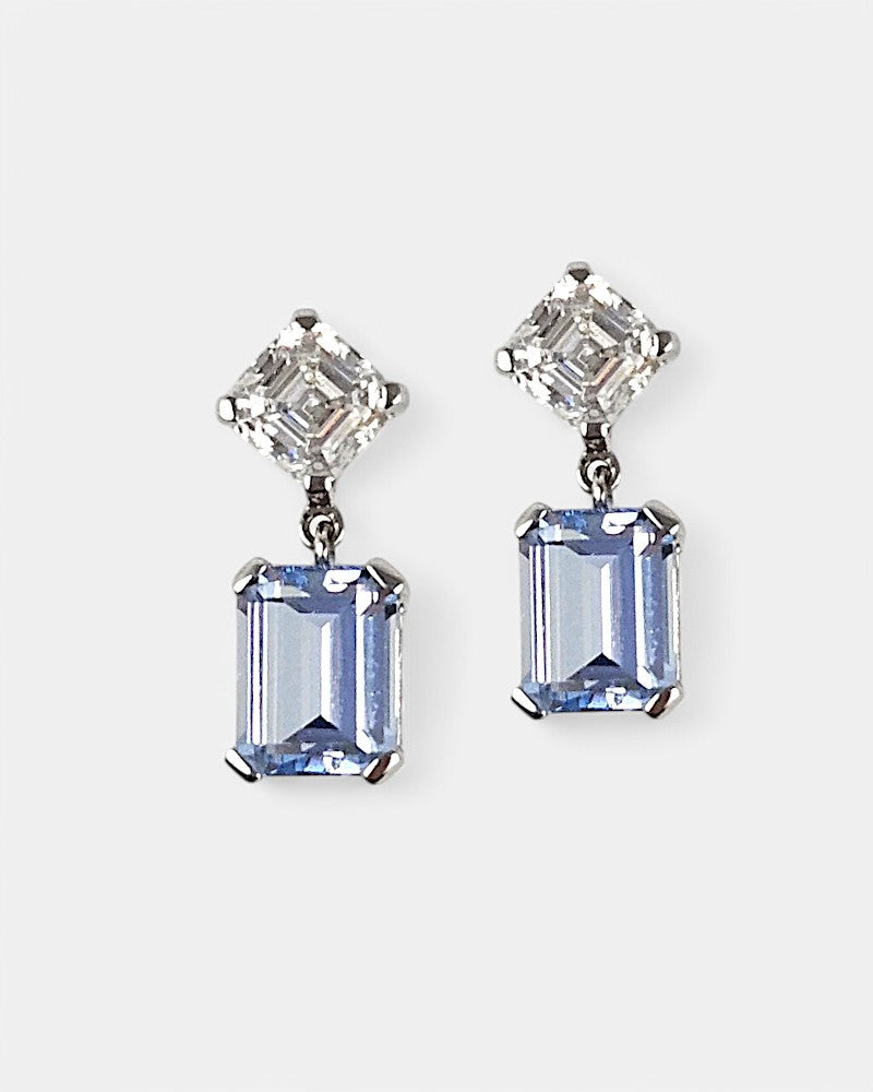 Pendientes plata y circonita aguamarina