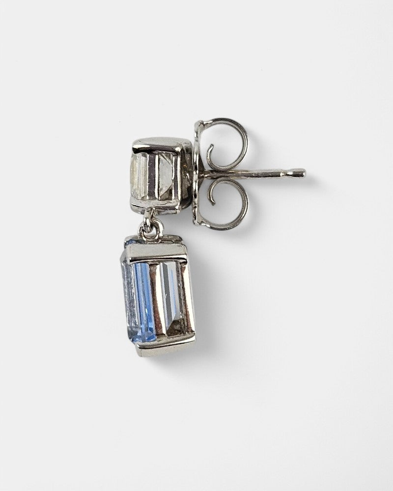 Pendientes plata y circonita aguamarina