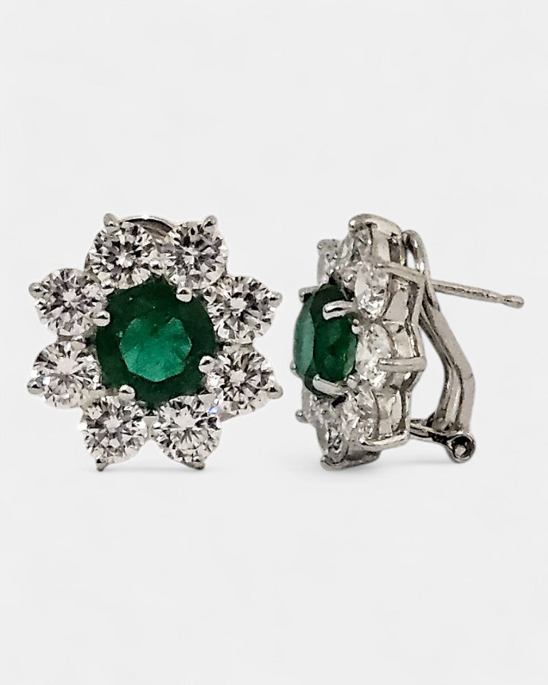 Pendiente plata y circonita verde esmeralda