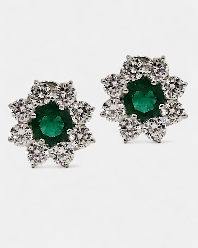 Pendiente plata y circonita verde esmeralda