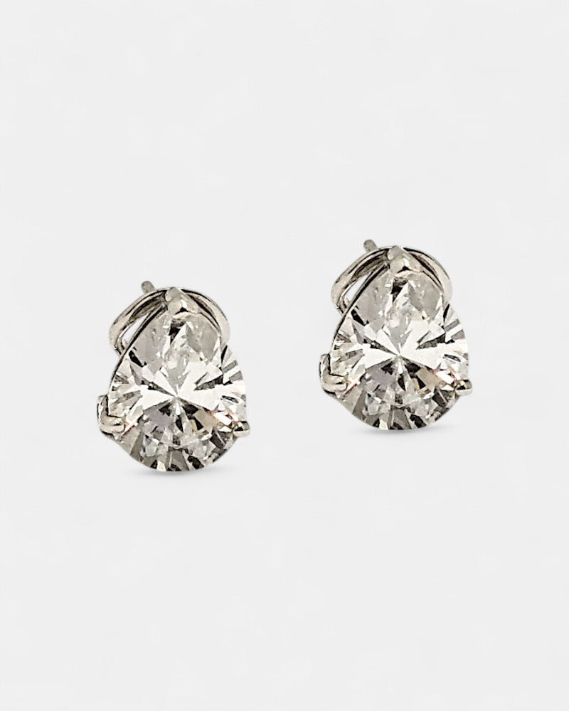 Pendiente plata y circonita Lágrima