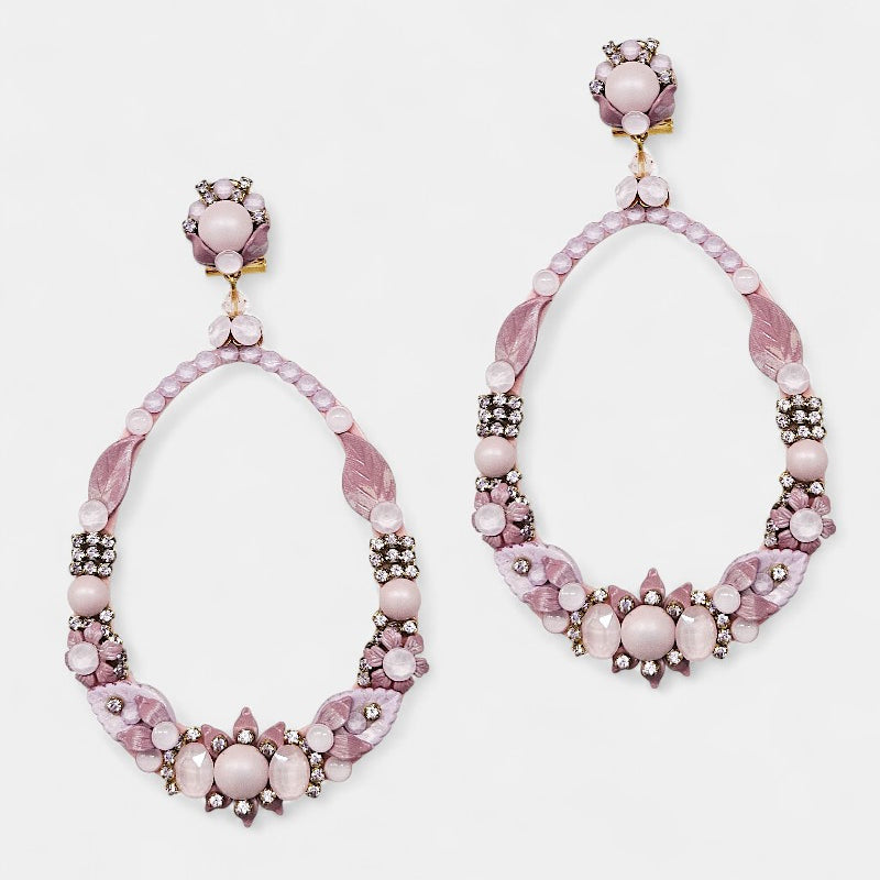 Large oval rose earrings