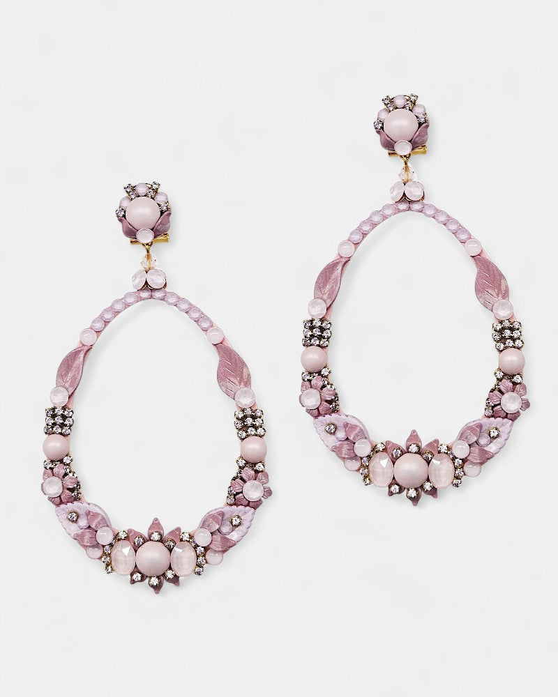 Large oval rose earrings