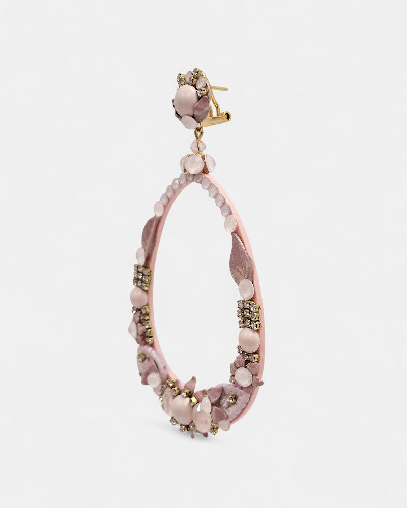 Large oval rose earrings