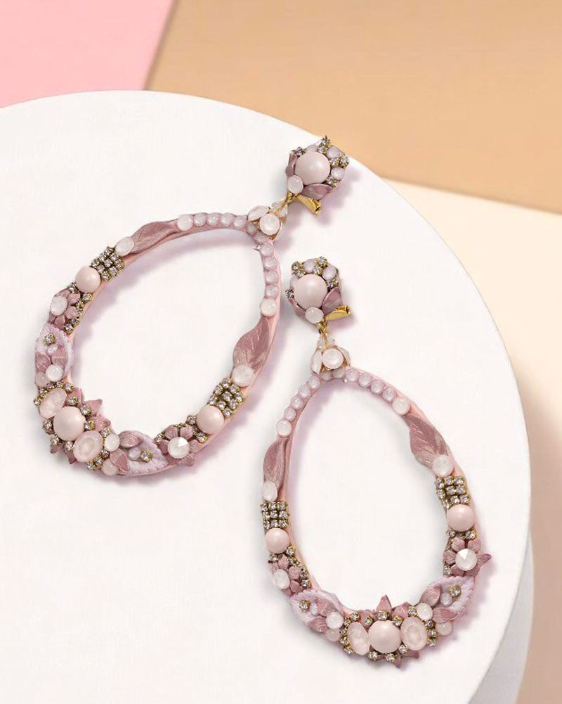 Large oval rose earrings