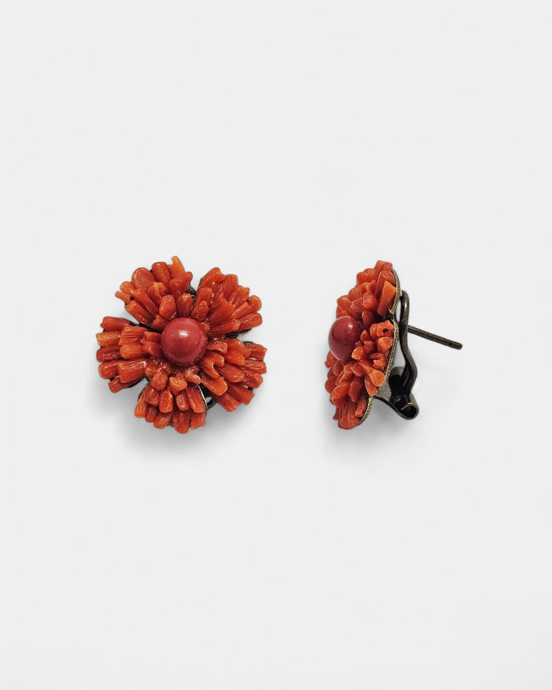 Pendientes de coral flor