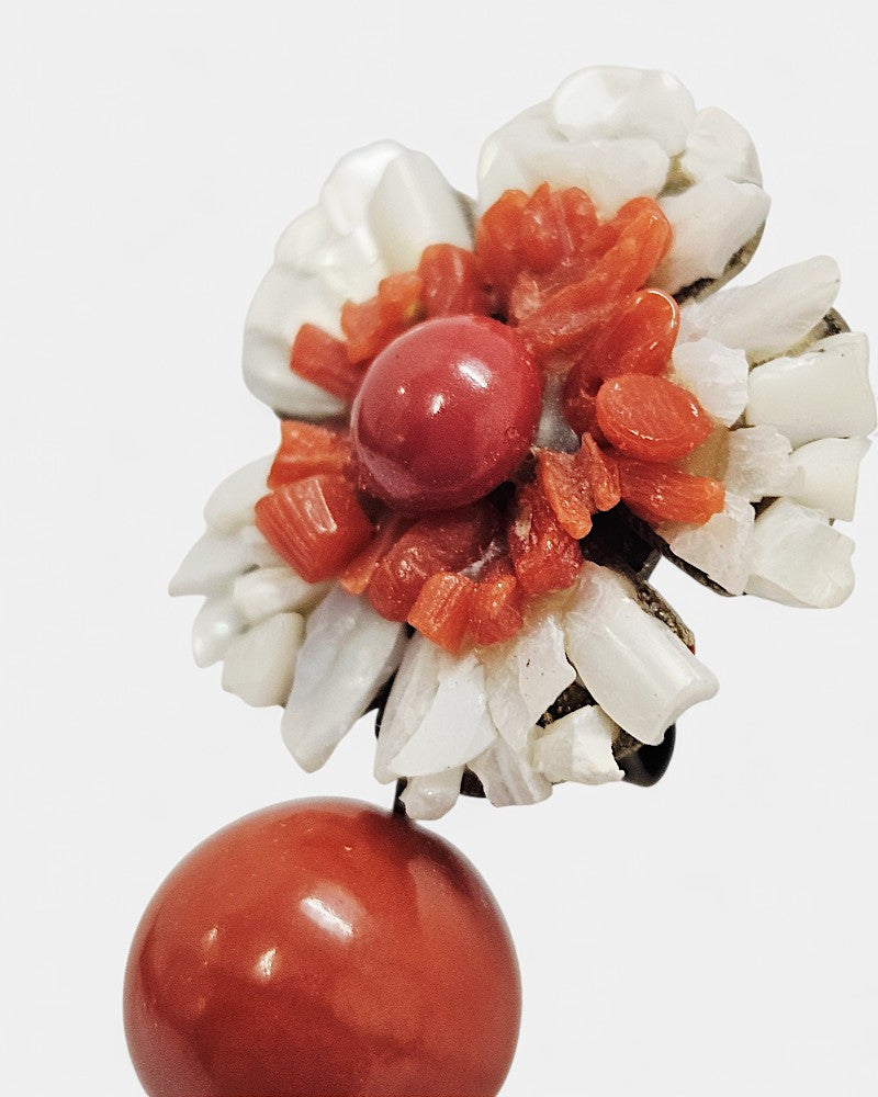 Pendientes coral de flor bicolor Escarlata