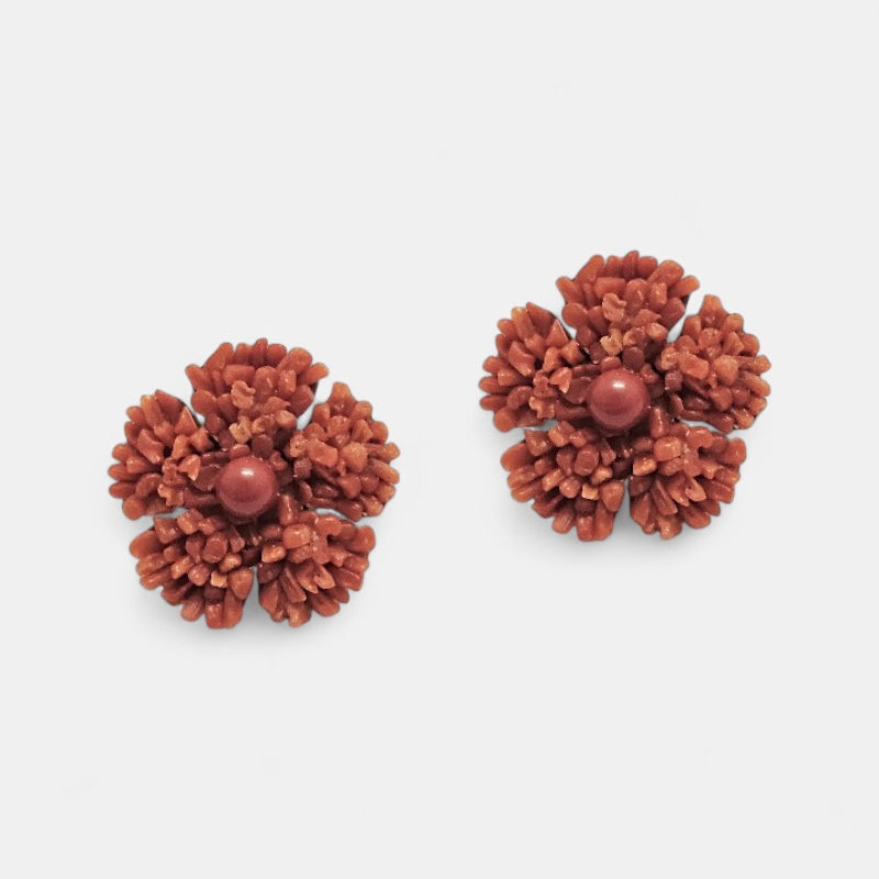 Pendientes coral de flor Rojez