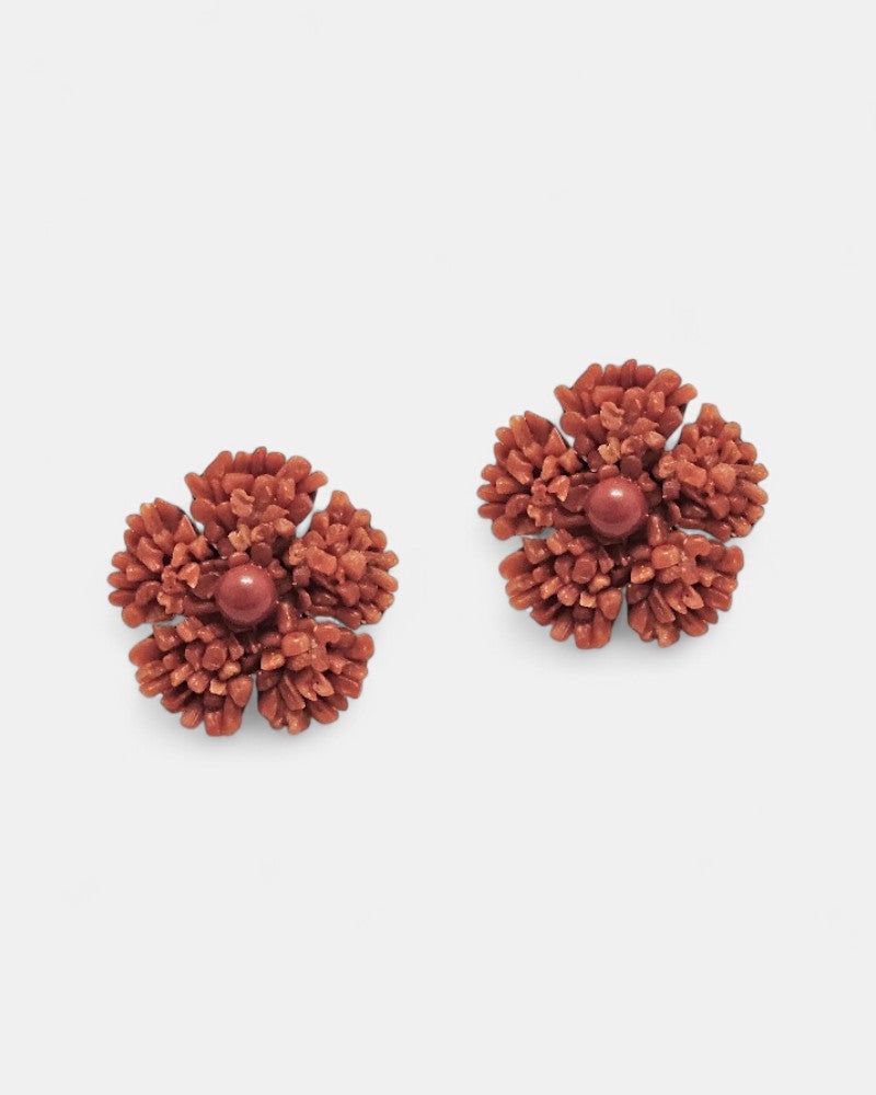 Pendientes coral de flor Rojez