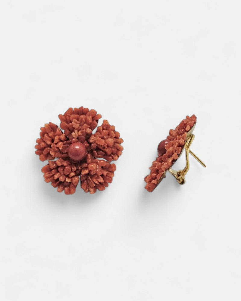 Pendientes coral de flor Rojez