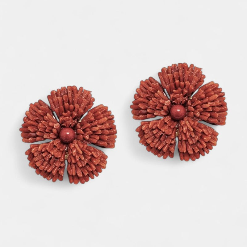 Pendientes coral de flor Corenda