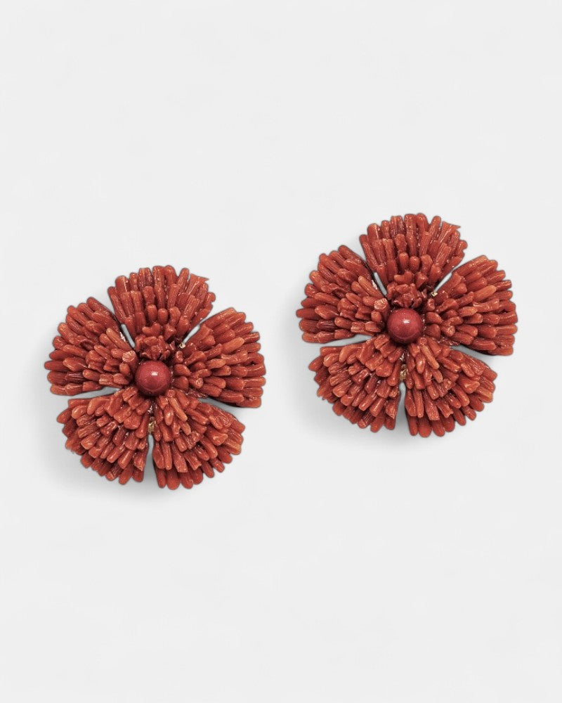 Pendientes coral de flor Corenda