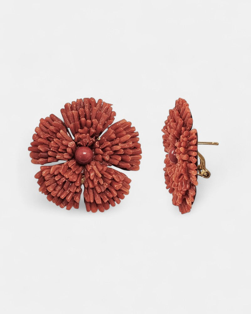 Pendientes coral de flor Corenda