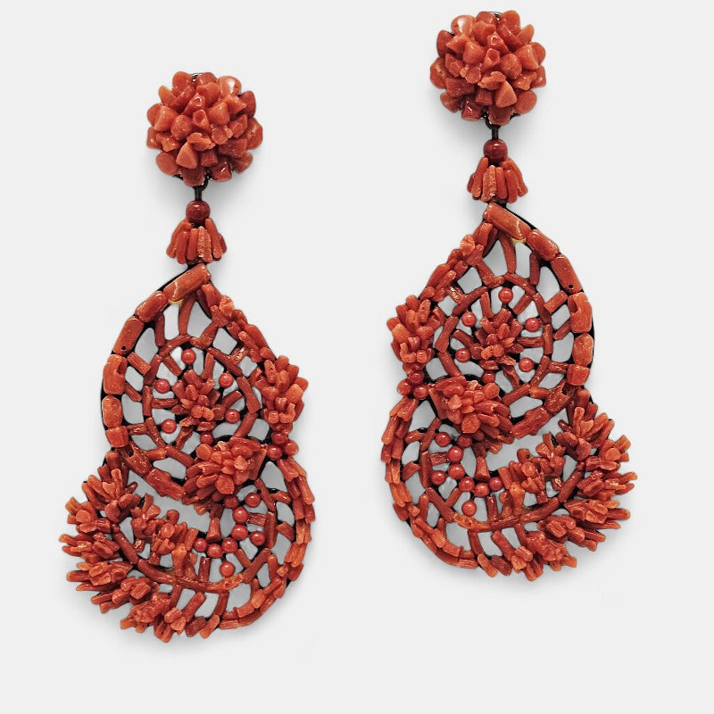 Pendientes coral largos Rúbora