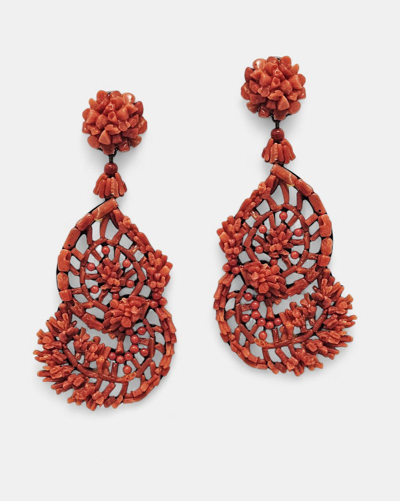 Pendientes coral largos Rúbora