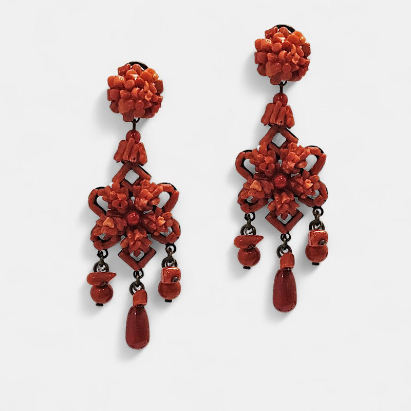 Pendientes coral largos Ocarea