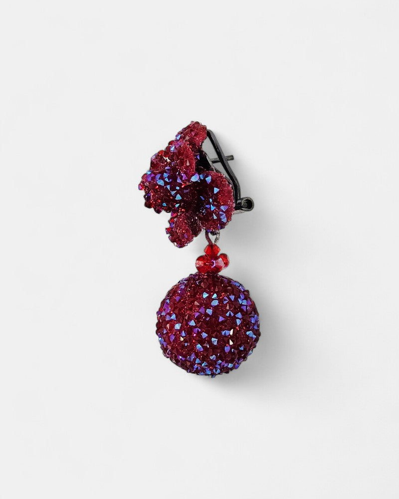 Swarovski cherry red ball earrings