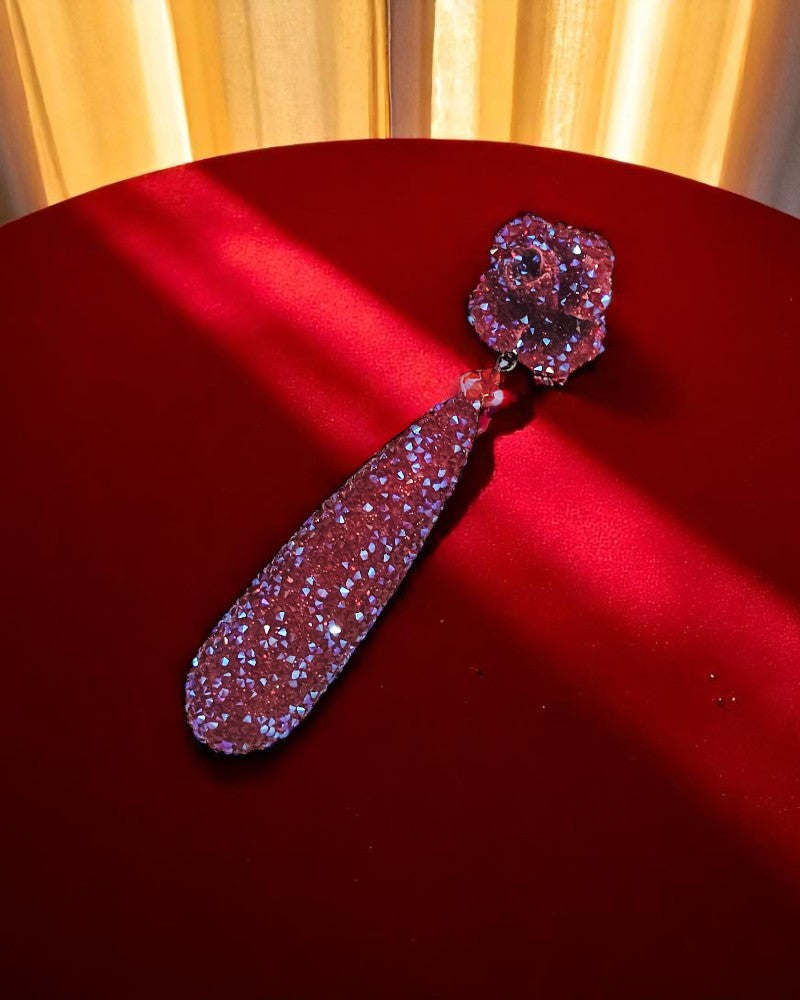 Pendientes swarovski largos Carmín