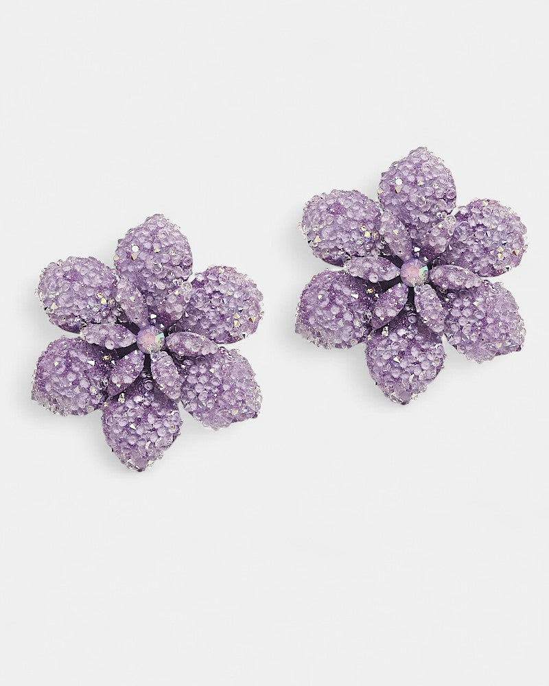 Pendientes flor swarovski lila suave
