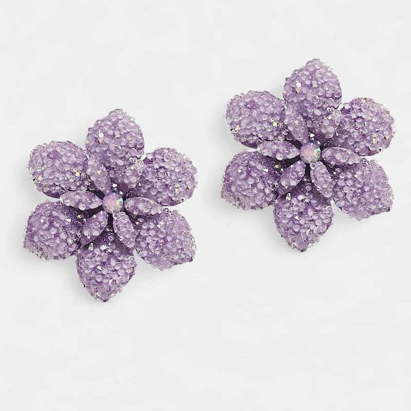Pendientes flor swarovski lila suave