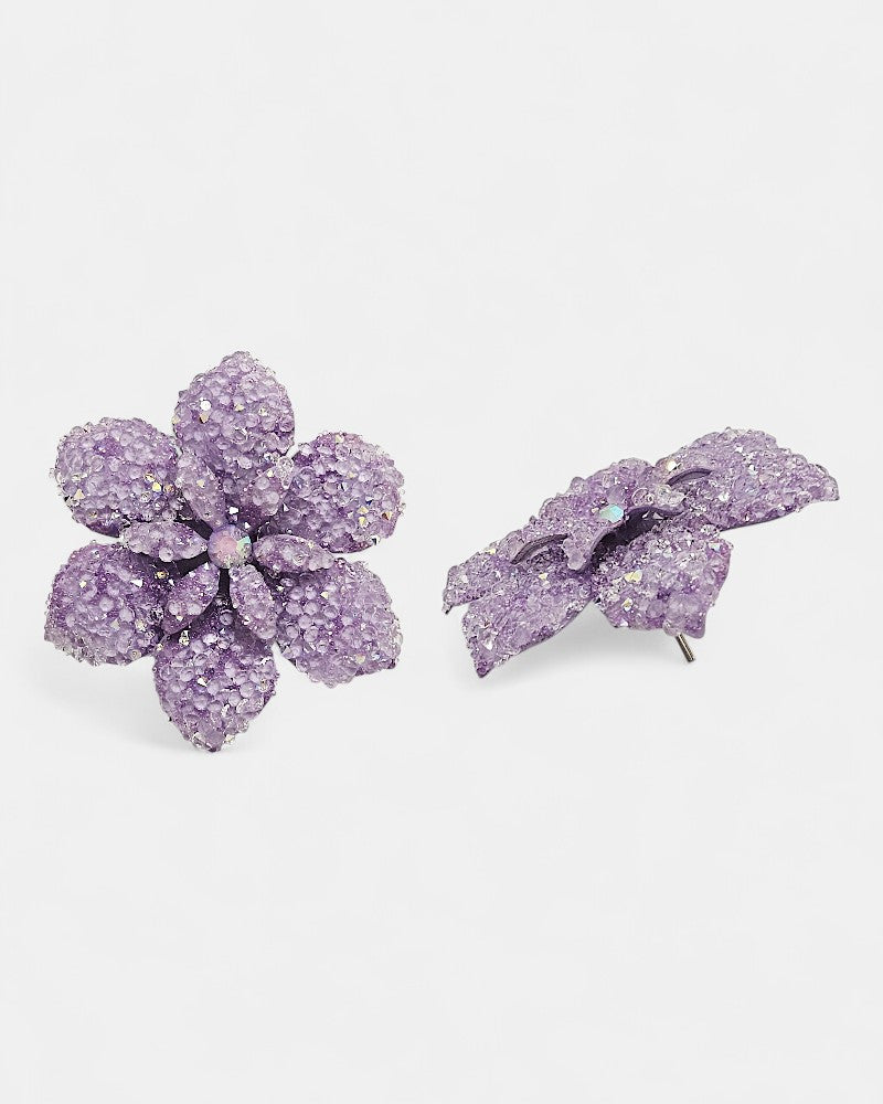 Pendientes flor swarovski lila suave