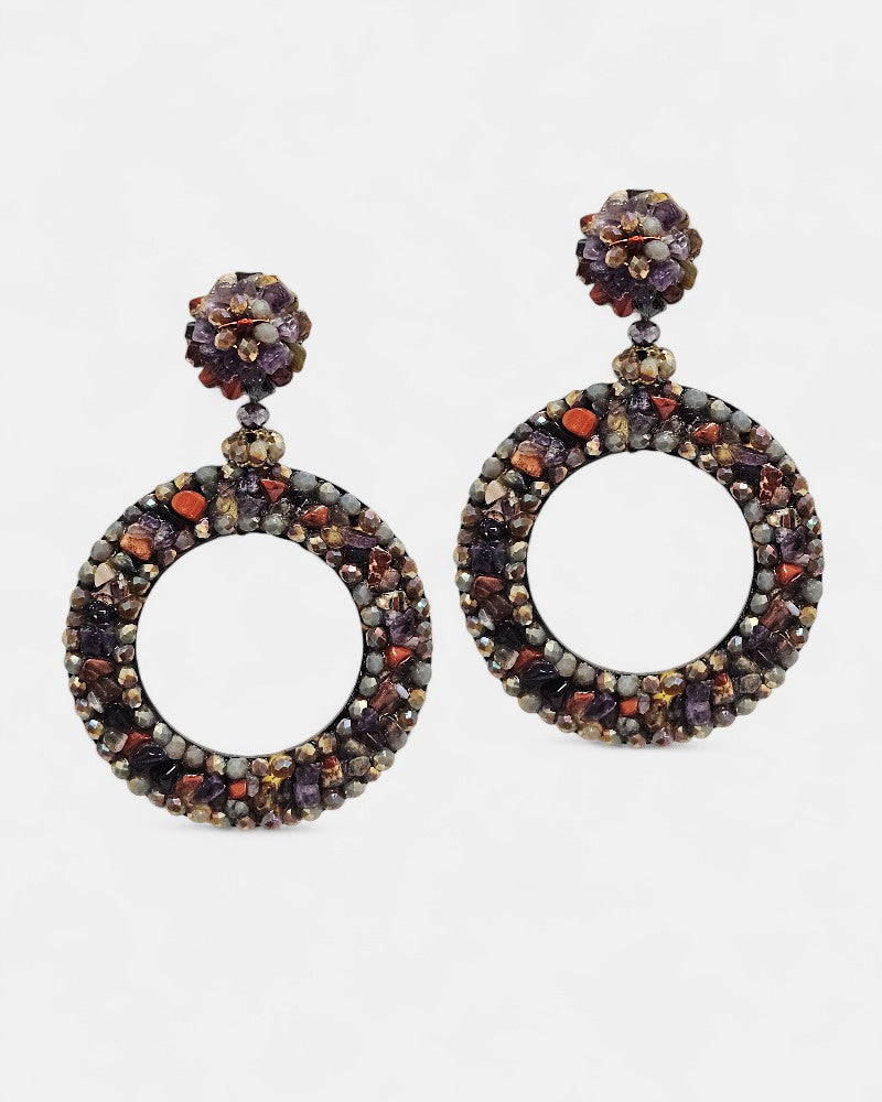 boucles d'oreilles créoles en minéraux 