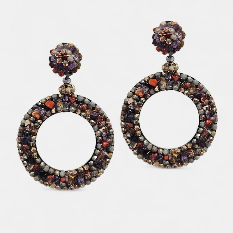 boucles d'oreilles créoles en minéraux 