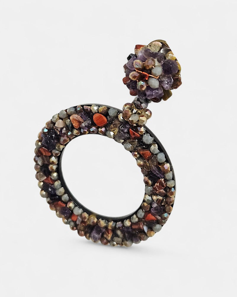 boucles d'oreilles créoles en minéraux 