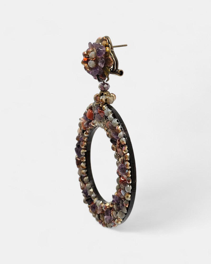 boucles d'oreilles créoles en minéraux 