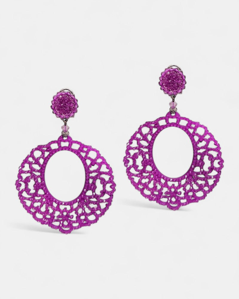 Bougainvillea openwork hoop earrings